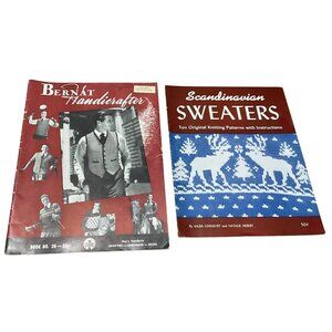 Vintage 1951 Bernat Handicrafter 1946 Scandinavian Sweater Knitting Pattern Book